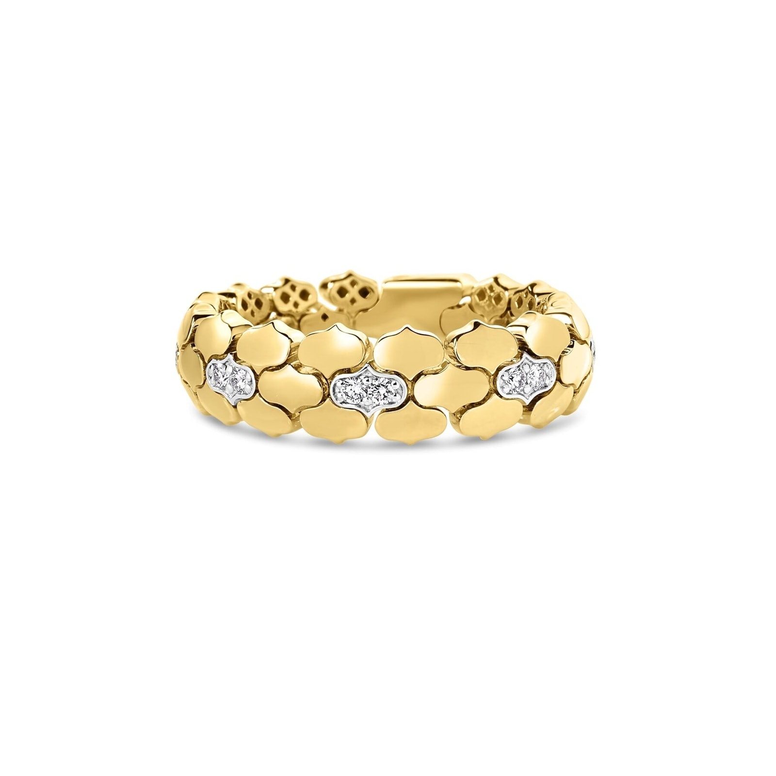 Roberto Coin Cobra 18K Yellow & White Gold 0.10cttw Diamond Ring - Ring Size 6.5