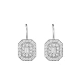 Penny Preville 18k White Gold 1.34cttw Emerald Cut Diamond and Round Halo Art Deco Earrings
