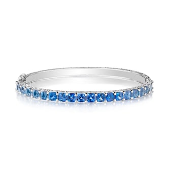 Penny Preville 18k White Gold 8.40cttw Cushion Cut Ombre Sapphire Bangle Penny Preville 18k White Gold 8.40cttw Cushion Cut Ombre Sapphire Bangle