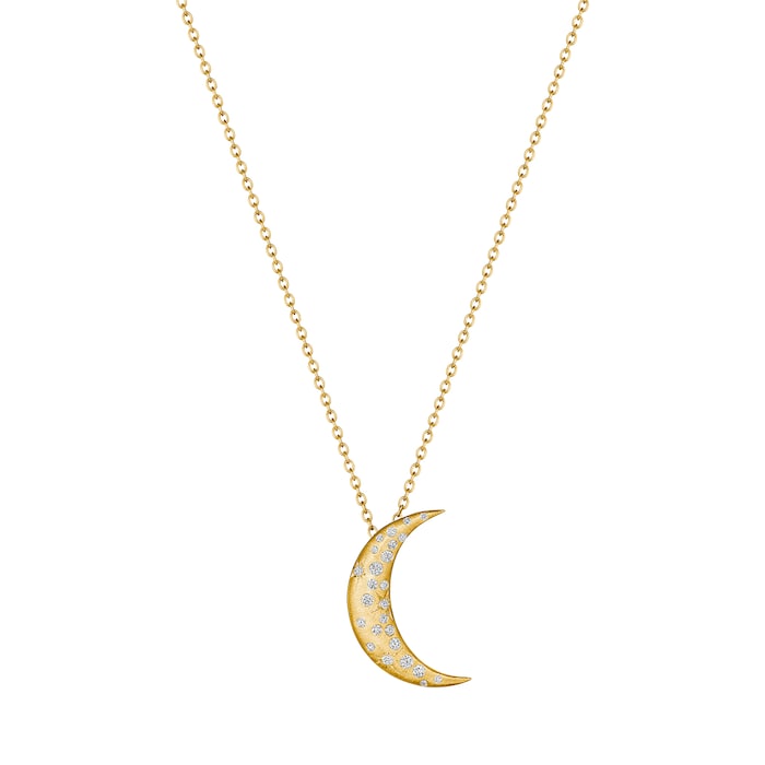 Penny Preville 18k Yellow Gold 0.33cttw Diamond Galaxy Crescent Moon Pendant 18"