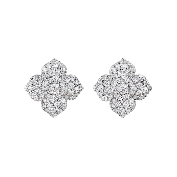 Penny Preville 18k White Gold 1.94cttw Pave Diamond Large Flower Stud Earrings