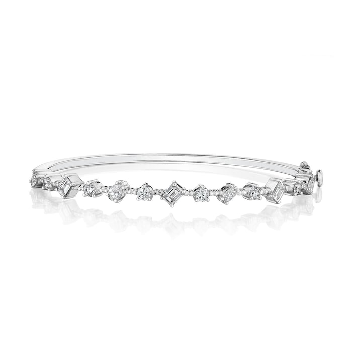 Penny Preville 18k White Gold 1.69cttw Mixed Cut Diamond Deco Bangle