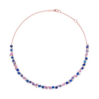 Penny Preville 18k Rose Gold 15.48cttw Rainbow Sapphire and 1.41cttw Diamond Confetti Necklace