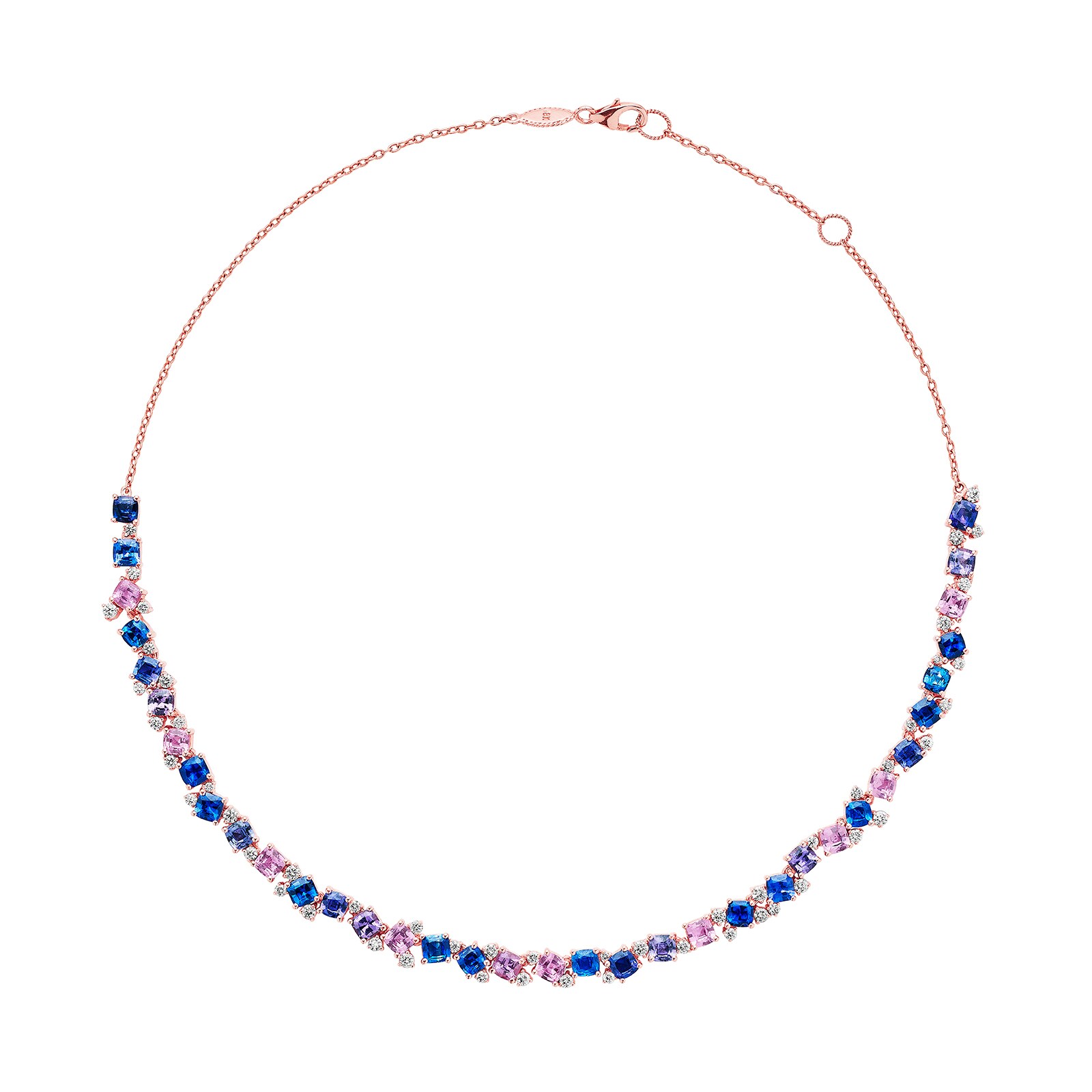 Penny Preville 18k Rose Gold 15.48cttw Rainbow Sapphire and 1.41cttw Diamond Confetti Necklace