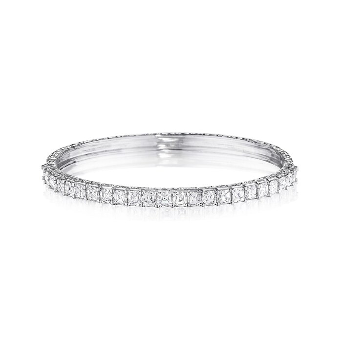 Penny Preville 18k White Gold 4.83cttw Asscher Cut Diamond Bangle