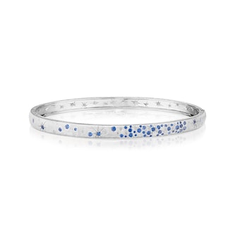 Penny Preville 18k White Gold 0.12cttw Diamond and Sapphire Galaxy Bangle Penny Preville 18k White Gold 0.12cttw Diamond and Sapphire Galaxy Bangle