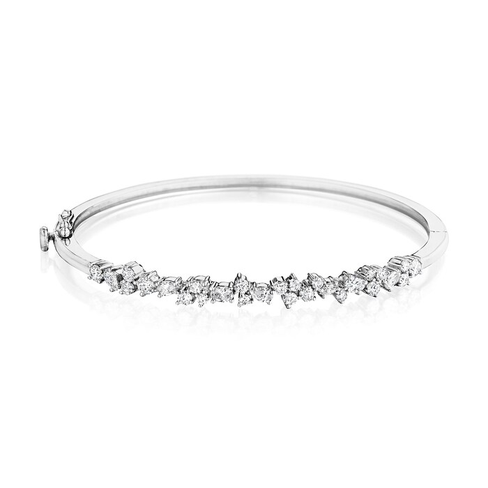 Penny Preville 18k White Gold 1.62cttw Mixed Cut Diamond Stardust Bangle