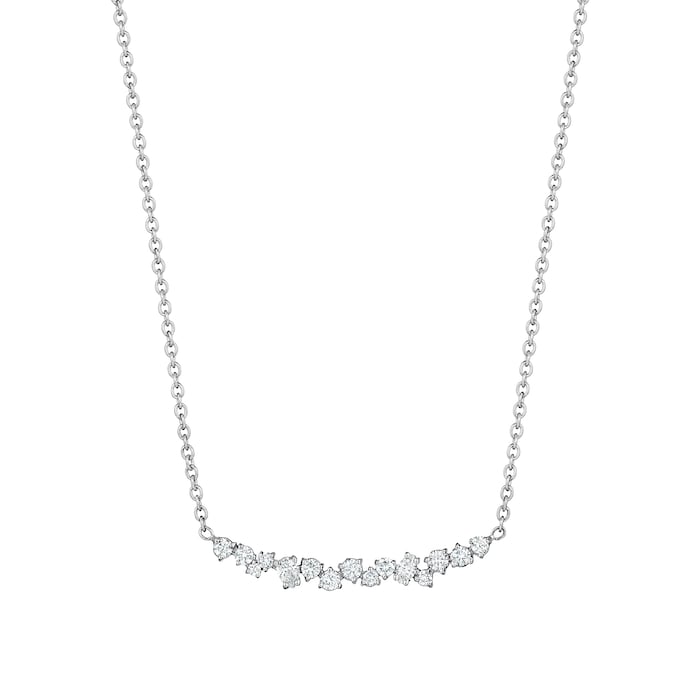 Penny Preville 18k White Gold 0.57cttw Mixed Cut Diamond Stardust Cluster Bar Necklace