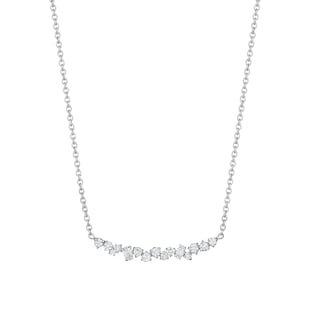Penny Preville 18k White Gold 0.57cttw Mixed Cut Diamond Stardust Cluster Bar Necklace