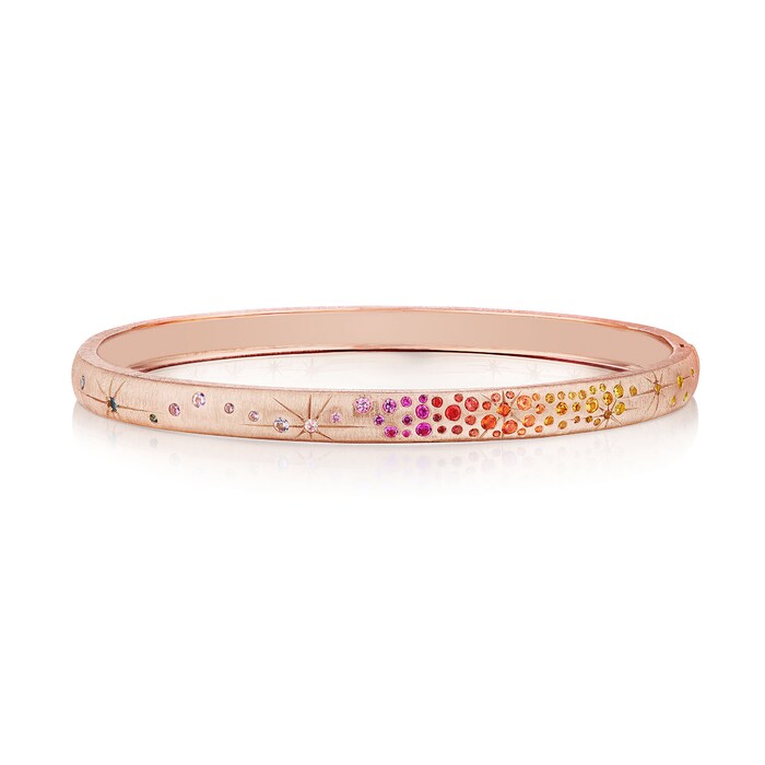 Penny Preville 18k Rose Gold 0.66cttw Rainbow Sapphire Galaxy Slim Bangle