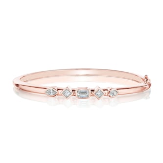 Penny Preville 18k Rose Gold 0.89cttw Mixed Cut Diamond 5 Tight Station Bangle Penny Preville 18k Rose Gold 0.89cttw Mixed Cut Diamond 5 Tight Station Bangle