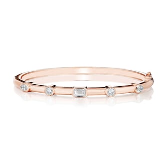 Penny Preville 18k Rose Gold 0.95cttw Mixed Cut Diamond 5 Spread Station Bangle Penny Preville 18k Rose Gold 0.95cttw Mixed Cut Diamond 5 Spread Station Bangle