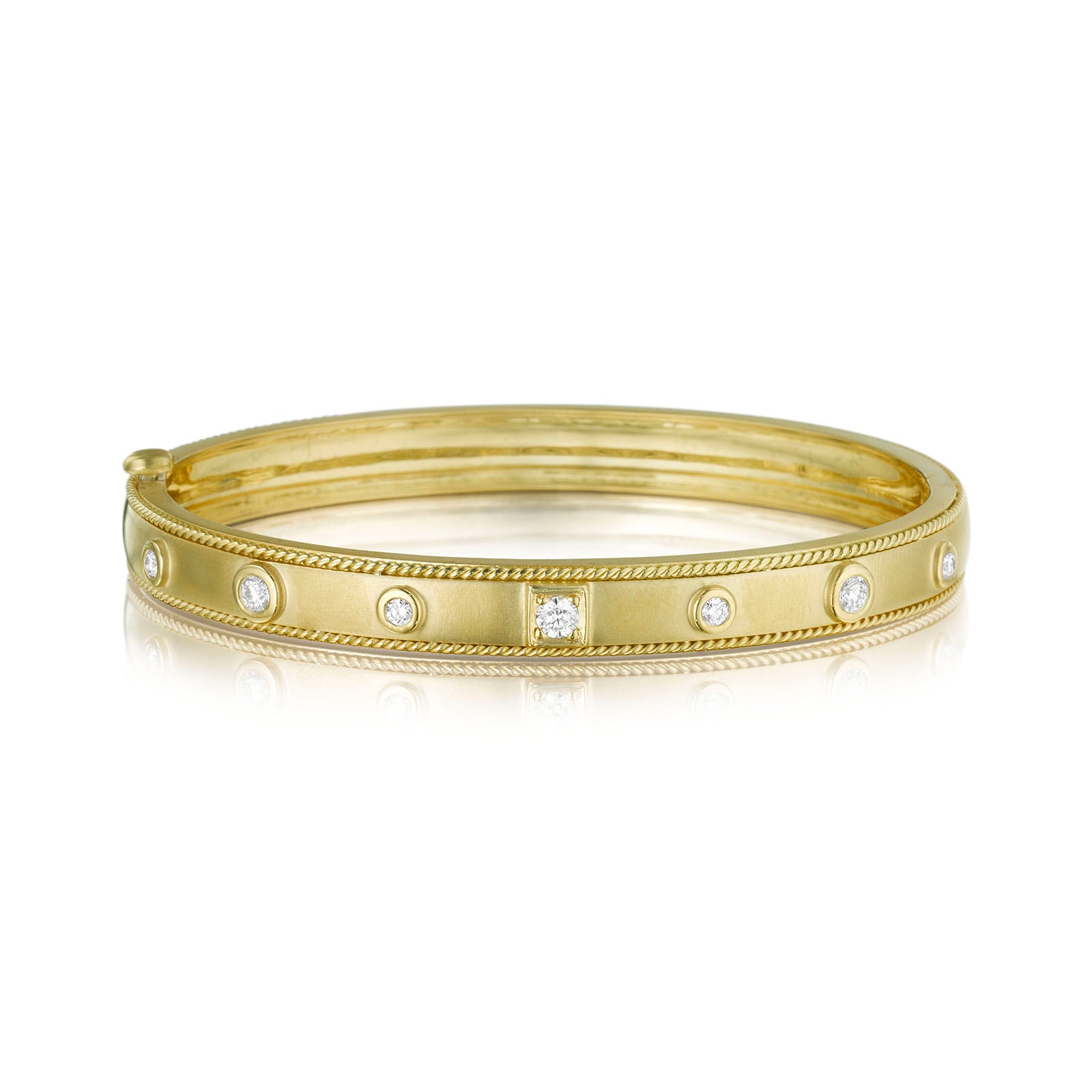 Penny Preville 18k Yellow Gold 0.38cttw Diamond Round and Square Stacking Bangle Penny Preville 18k Yellow Gold 0.38cttw Diamond Round and Square Stacking Bangle