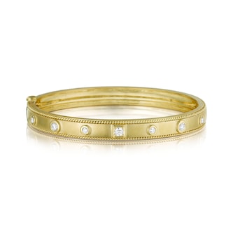 Penny Preville 18k Yellow Gold 0.38cttw Diamond Round and Square Stacking Bangle Penny Preville 18k Yellow Gold 0.38cttw Diamond Round and Square Stacking Bangle