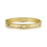 Penny Preville 18k Yellow Gold 0.38cttw Diamond Round and Square Stacking Bangle