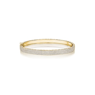 Penny Preville 18k Yellow Gold 1.75cttw Pave Diamond Deco 5 Row Straight Bangle 5mm Penny Preville 18k Yellow Gold 1.75cttw Pave Diamond Deco 5 Row Straight Bangle 5mm