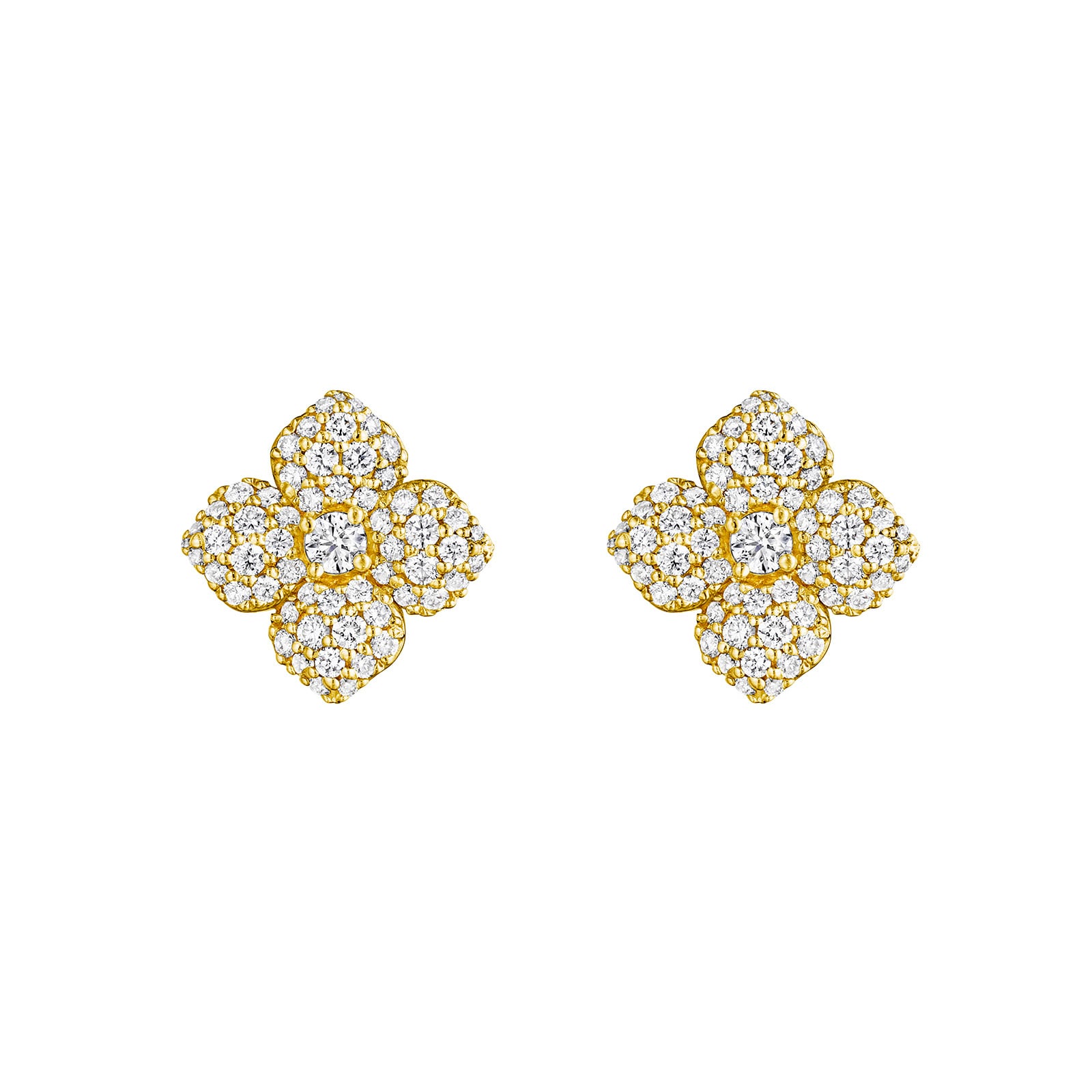 Penny Preville 18k Yellow Gold 1.10cttw Diamond Petite Flower Stud Earrings