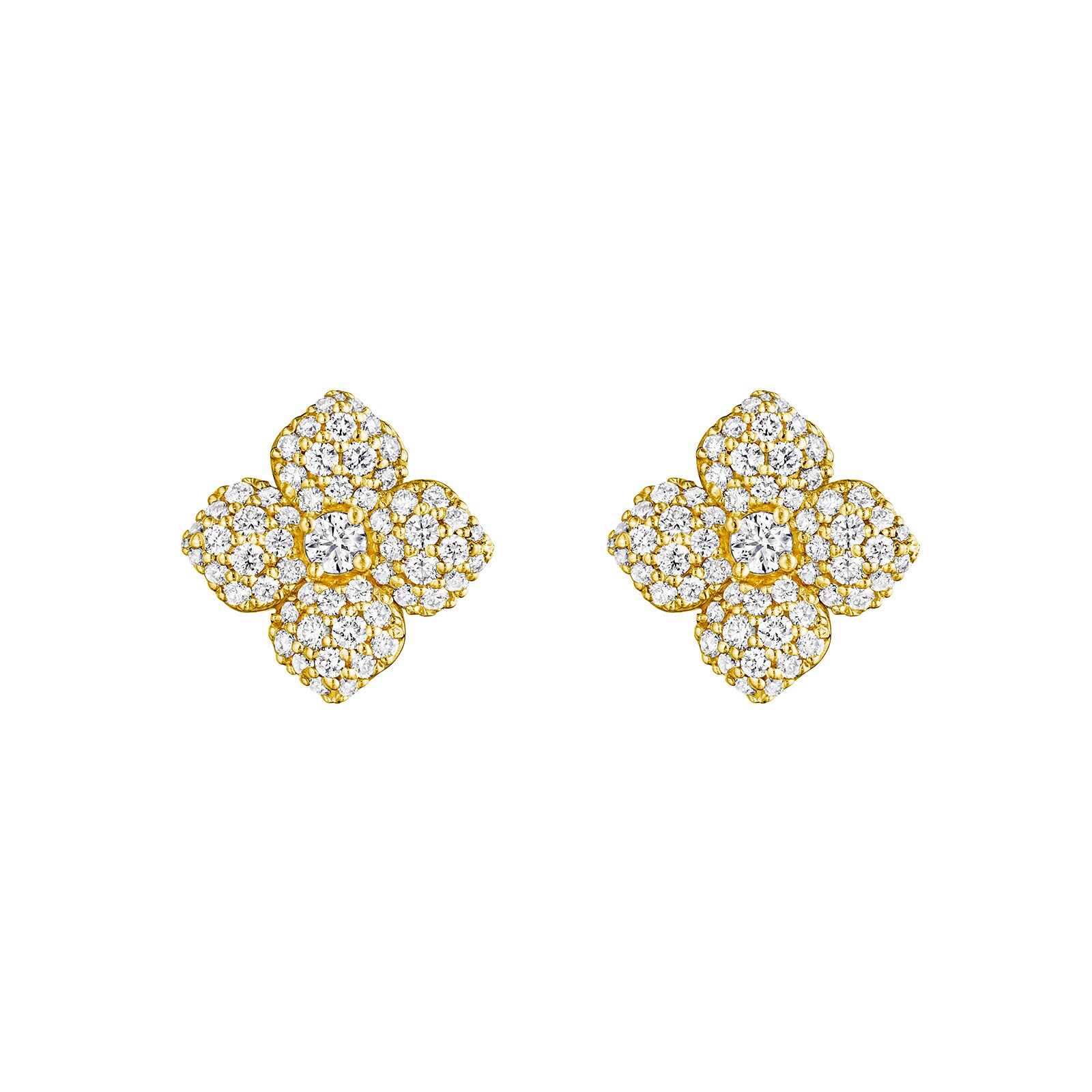 Penny Preville 18k Yellow Gold 1.10cttw Diamond Petite Flower Stud Earrings