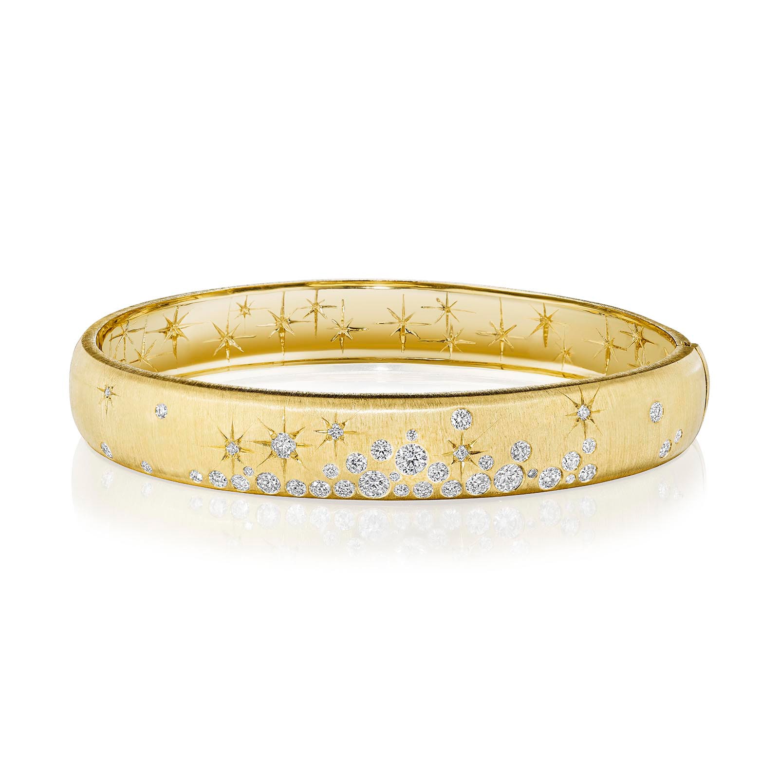 Penny Preville 18k Yellow Gold 1.26cttw Diamond Wide Galaxy Bangle 10mm Penny Preville 18k Yellow Gold 1.26cttw Diamond Wide Galaxy Bangle 10mm