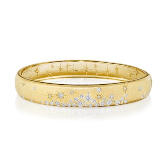 Penny Preville 18k Yellow Gold 1.26cttw Diamond Wide Galaxy Bangle 10mm Penny Preville 18k Yellow Gold 1.26cttw Diamond Wide Galaxy Bangle 10mm