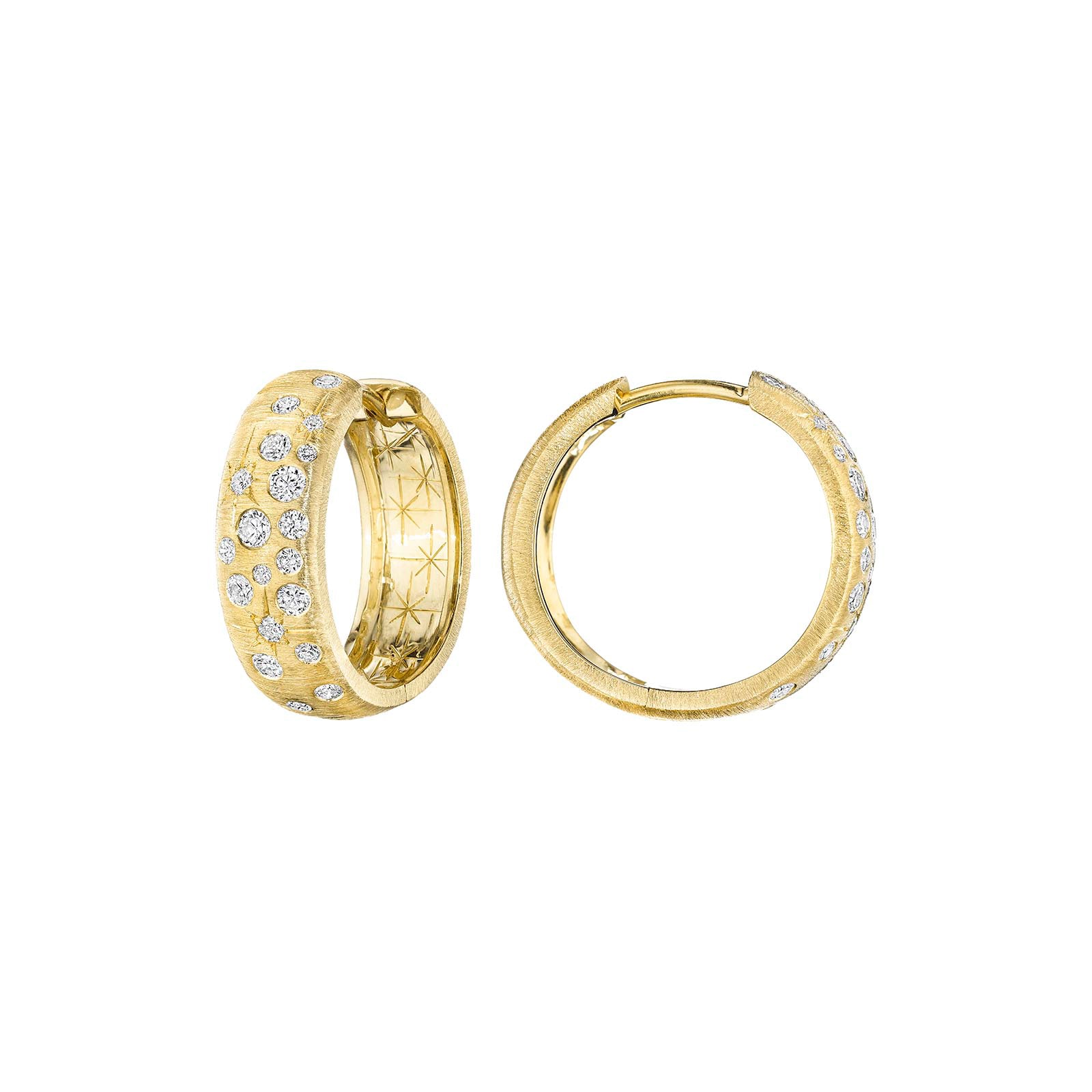 Penny Preville 18k Yellow Gold 0.57cttw Diamond Galaxy Huggie Earrings 18mm