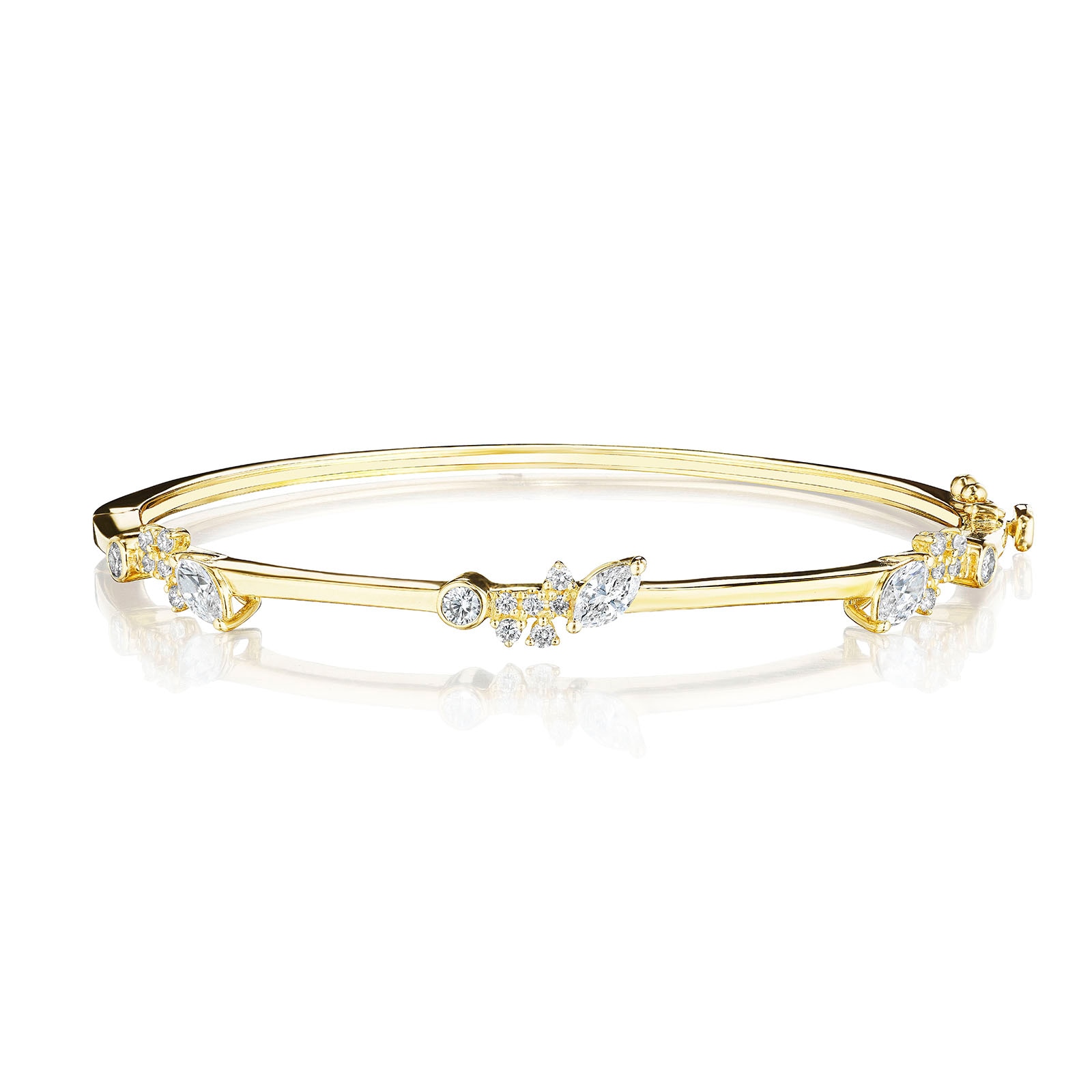 Penny Preville 18k Yellow Gold 1.08cttw Mixed Cut Diamond Triple Station Stardust Bangle Penny Preville 18k Yellow Gold 1.08cttw Mixed Cut Diamond Triple Station Stardust Bangle