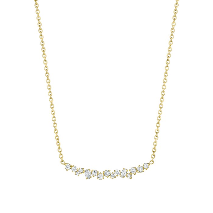 Penny Preville 18k Yellow Gold 0.57cttw Mixed Cut Diamond Stardust Cluster Bar Necklace