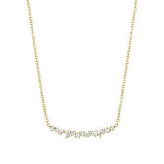 Penny Preville 18k Yellow Gold 0.57cttw Mixed Cut Diamond Stardust Cluster Bar Necklace