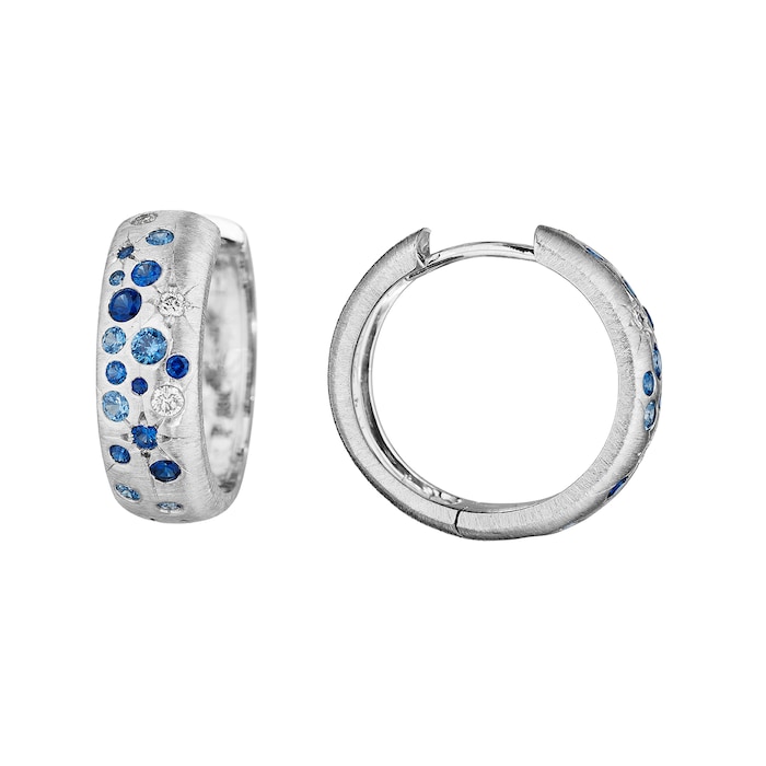 Penny Preville 18k White Gold 0.57cttw Sapphire Galaxy Huggie Earrings