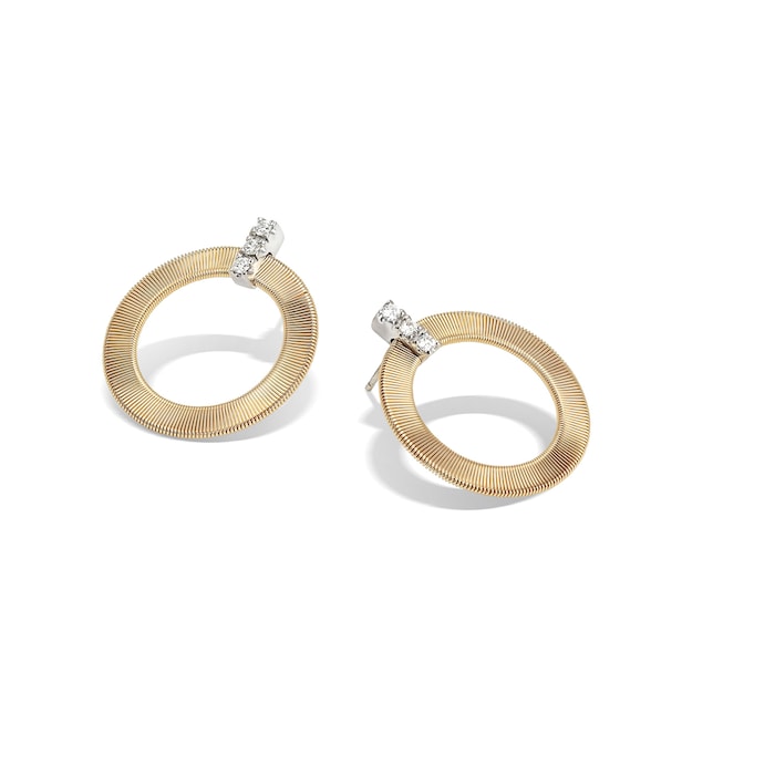 Marco Bicego 18K Yellow Gold 0.18ctw Diamond Front Face Hoop Earrings