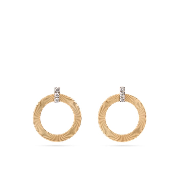 Marco Bicego 18K Yellow Gold 0.18ctw Diamond Front Face Hoop Earrings