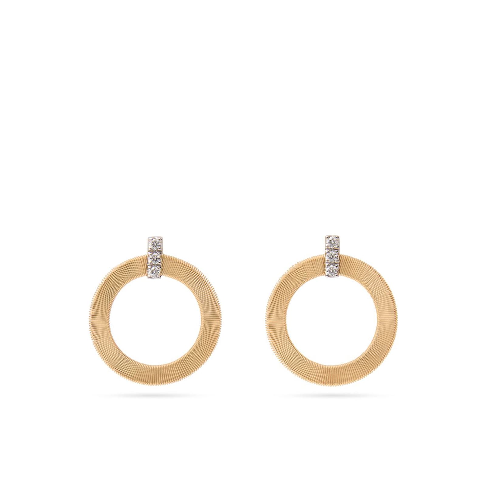 Marco Bicego 18K Yellow Gold 0.18ctw Diamond Front Face Hoop Earrings