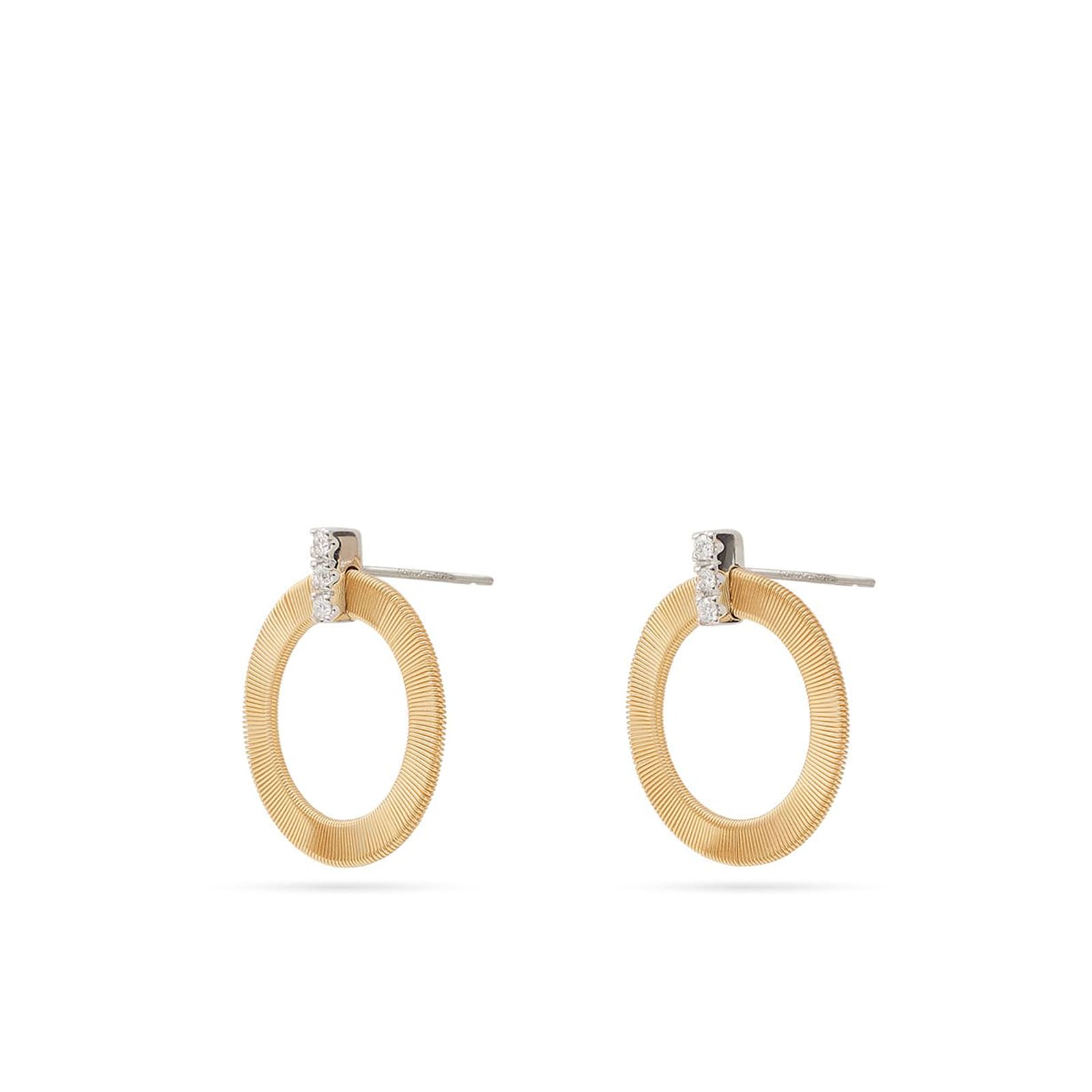 Marco Bicego 18K Yellow Gold 0.18ctw Diamond Front Face Hoop Earrings