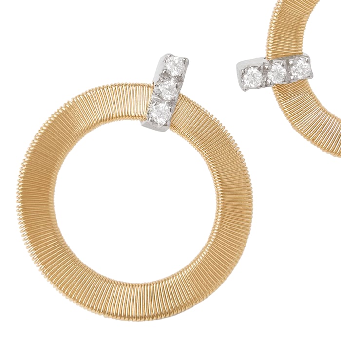 Marco Bicego 18K Yellow Gold 0.18ctw Diamond Front Face Hoop Earrings