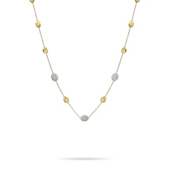 Marco Bicego 18k Yellow Gold 0.60ctt Pave Diamond Motif Siviglia Necklace 16.5" Marco Bicego 18k Yellow Gold 0.60ctt Pave Diamond Motif Siviglia Necklace 16.5"