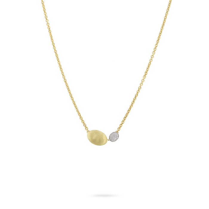 Marco Bicego 18k Yellow Gold Siviglia 0.15cttw Pave Diamond Doubke Bead Pendant