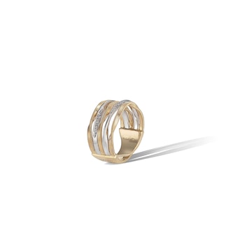 Marco Bicego 18k Yellow and White Gold Marrakech 5 Row 0.10cttw Diamond Twist Band Marco Bicego 18k Yellow and White Gold Marrakech 5 Row 0.10cttw Diamond Twist Band