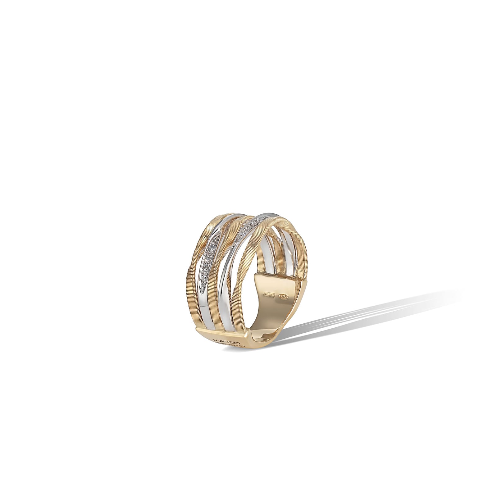 Marco Bicego 18k Yellow and White Gold Marrakech 5 Row 0.10cttw Diamond Twist Band