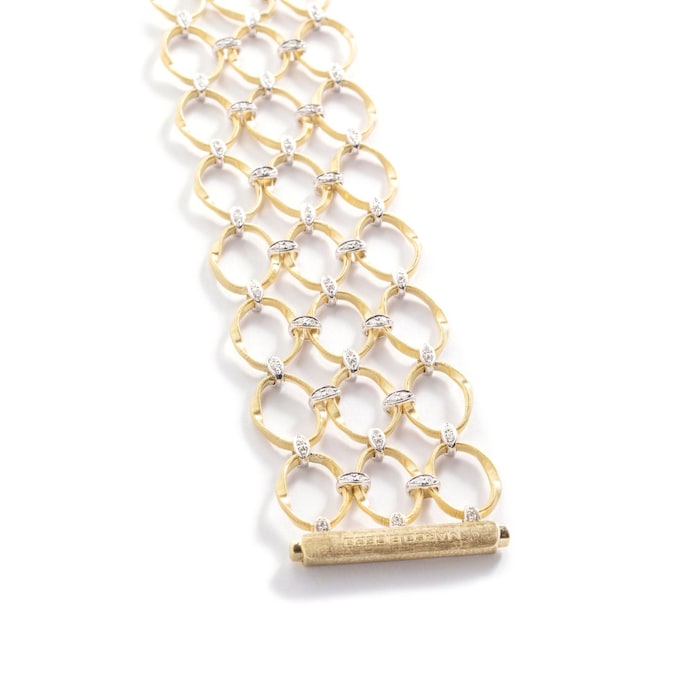 Marco Bicego 18k Yellow Gold Marrakech 0.83cttw Diamond 3 Row Oval Link Bracelet