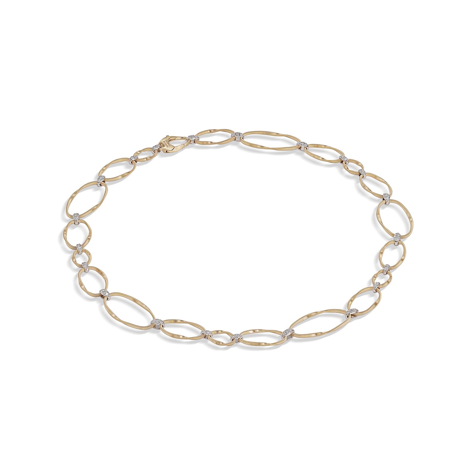 Marco Bicego 18K Yellow Gold 0.43cttw Diamond Marrakech Onde Flat Link Collar Necklace