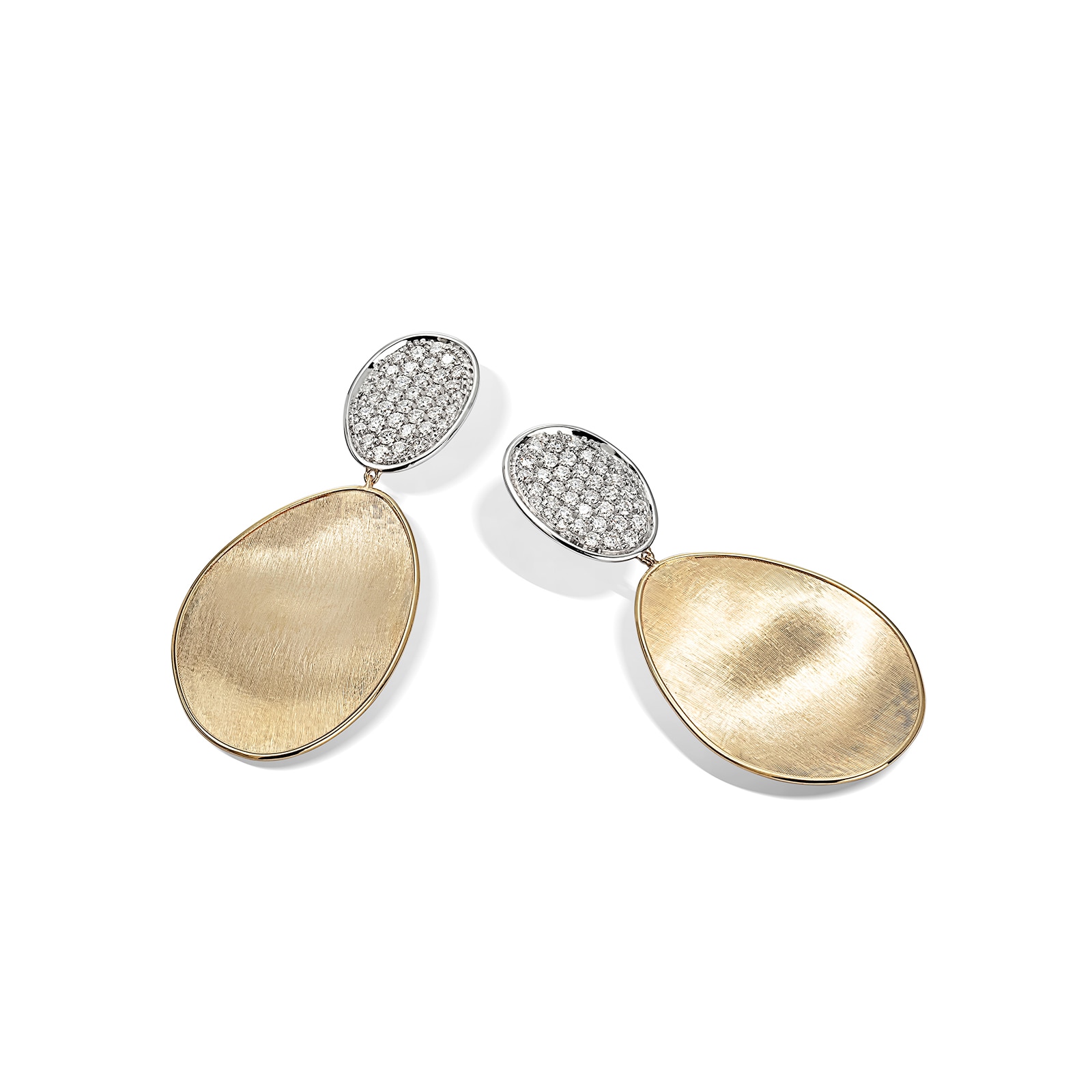 Marco Bicego 18k Yellow and White Gold Lunaria 1.33cttw Diamond Medallion Double Drop Earrings
