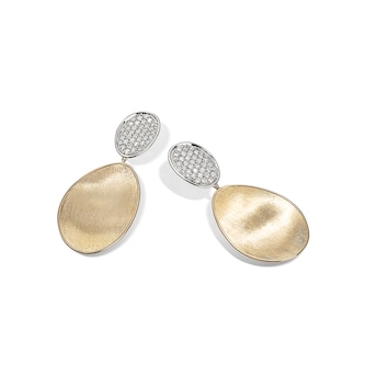 Marco Bicego 18k Yellow and White Gold Lunaria 1.33cttw Diamond Medallion Double Drop Earrings Marco Bicego 18k Yellow and White Gold Lunaria 1.33cttw Diamond Medallion Double Drop Earrings