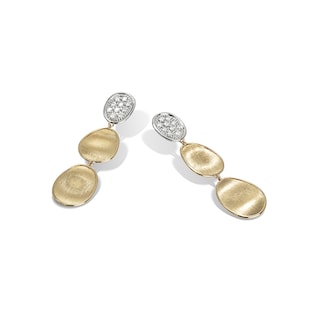 Marco Bicego 18k Yellow and White Gold Lunaria 0.40cttw Diamond 3 Petal Drop Earrings