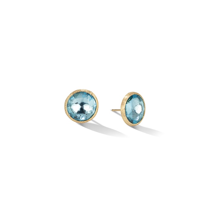 Marco Bicego 18k Yellow Gold Jaipur Color Bezel Set 13mm Blue Topaz Stud Earrings