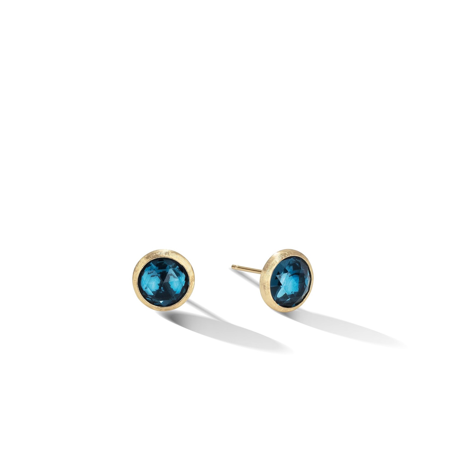 Marco Bicego 18k Yellow Gold Jaipur Color Bezel Set London Blue Topaz Stud Earrings