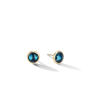 Marco Bicego 18k Yellow Gold Jaipur Color Bezel Set London Blue Topaz Stud Earrings