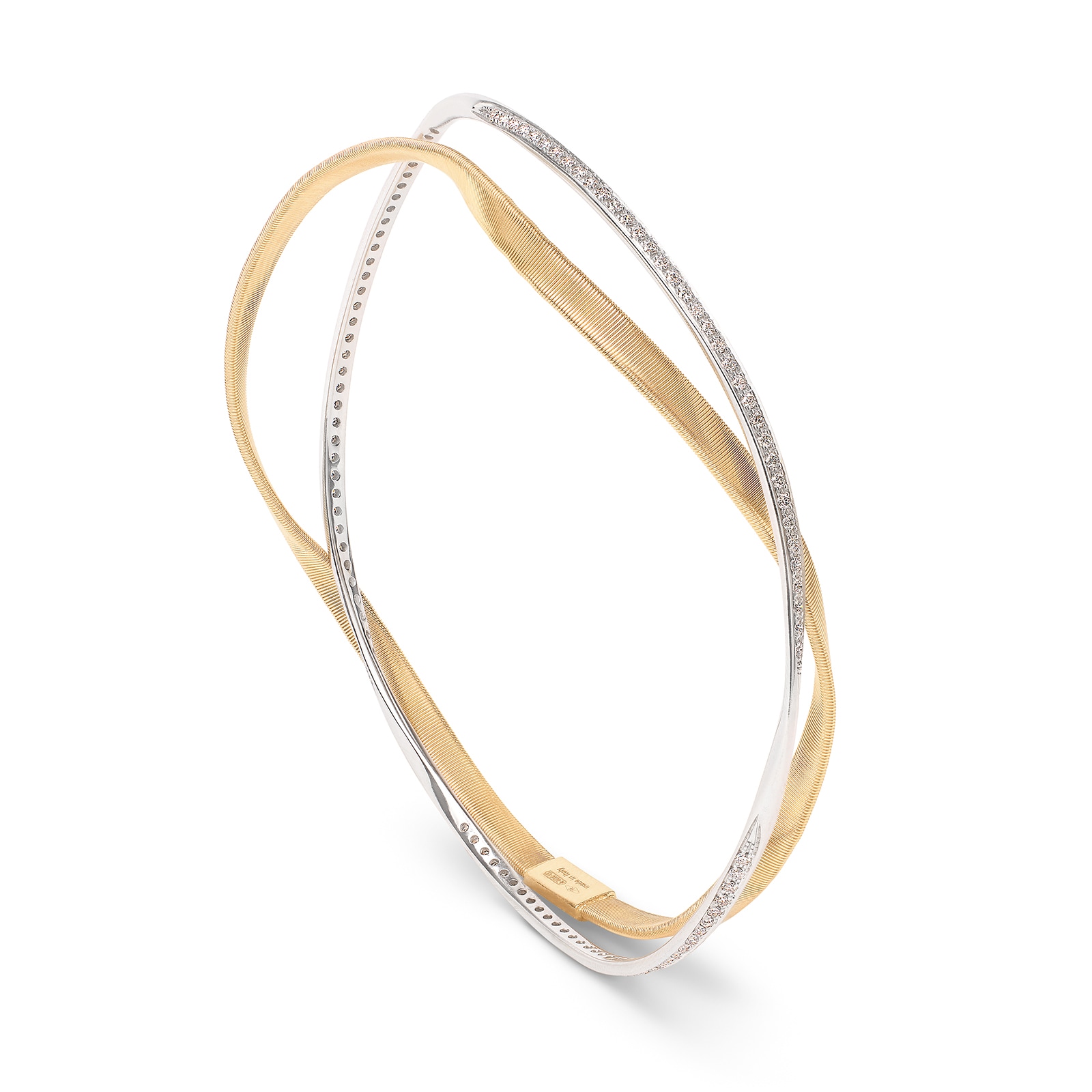 Marco Bicego 18k Yellow and White Gold 0.77cttw Marrakech Twist Bangle
