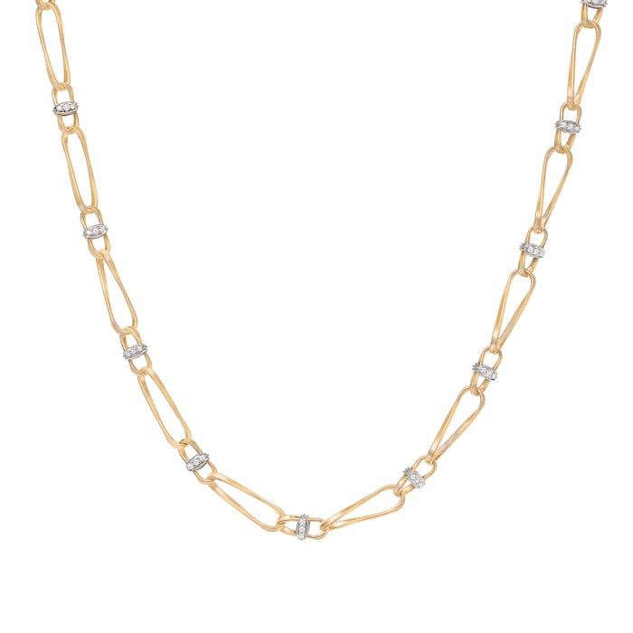 Marco Bicego 18k Yellow Gold 2.34cttw Diamond Marrakech Twist Flat Link Necklace 17.75"
