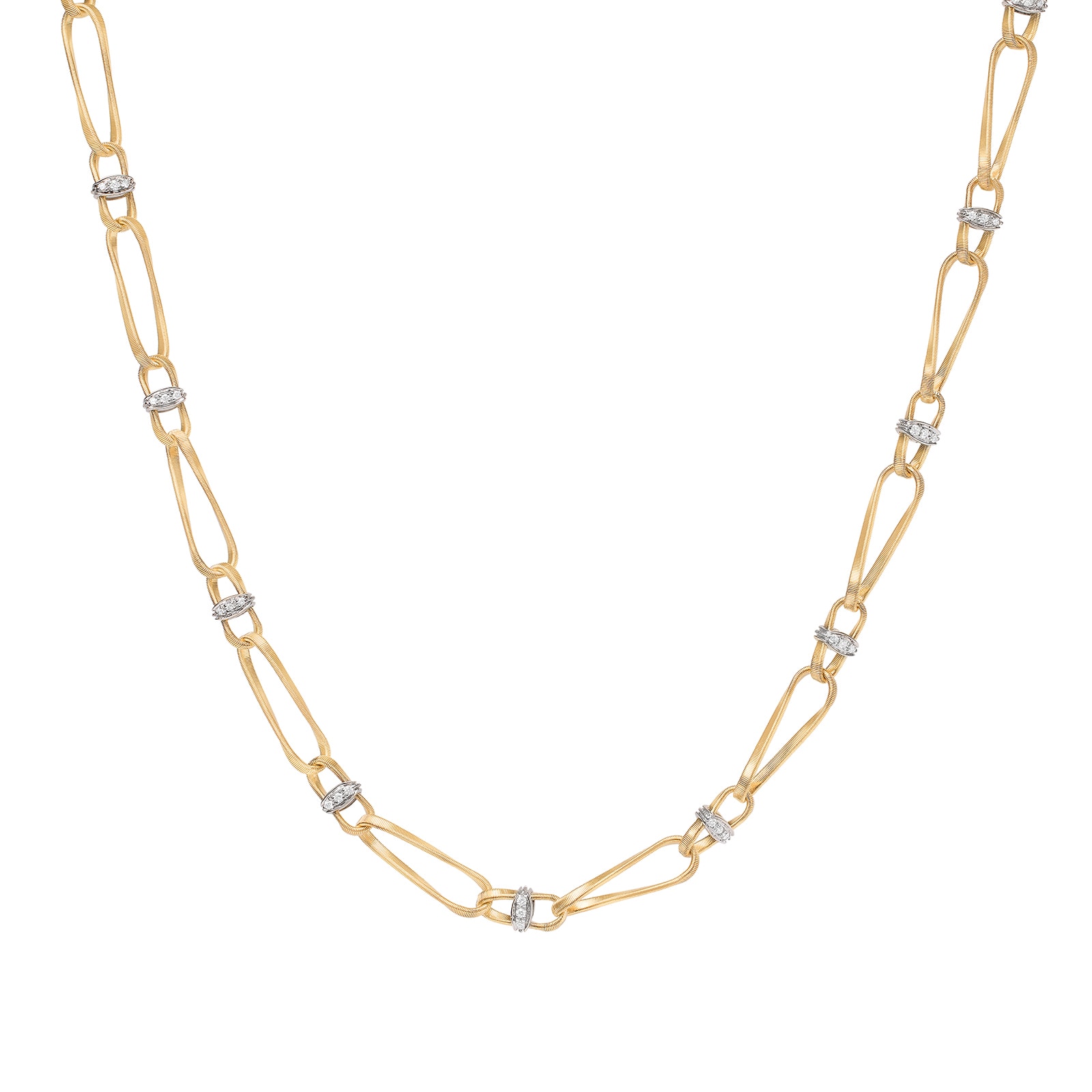 Marco Bicego 18k Yellow Gold 2.34cttw Diamond Marrakech Twist Flat Link Necklace 17.75"
