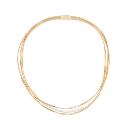 Marco Bicego 18k Yellow Gold 0.32cttw Diamond Marrakech Twist Three Strand Necklace 16.50" CG848 Y 01